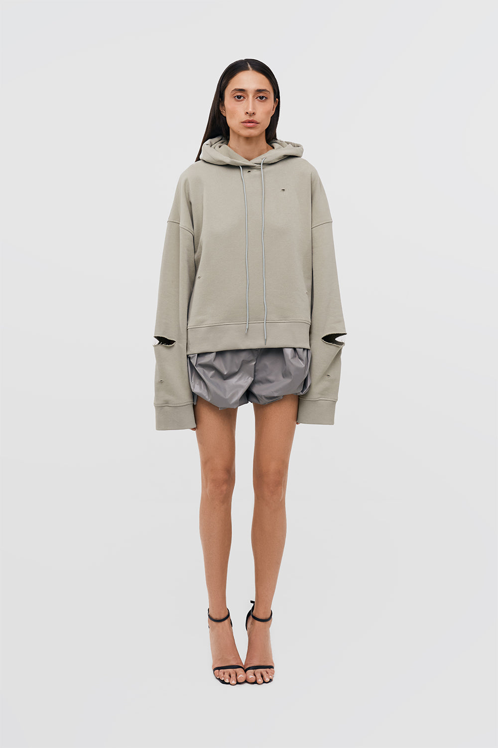 hoodie "destroyed" in forest color