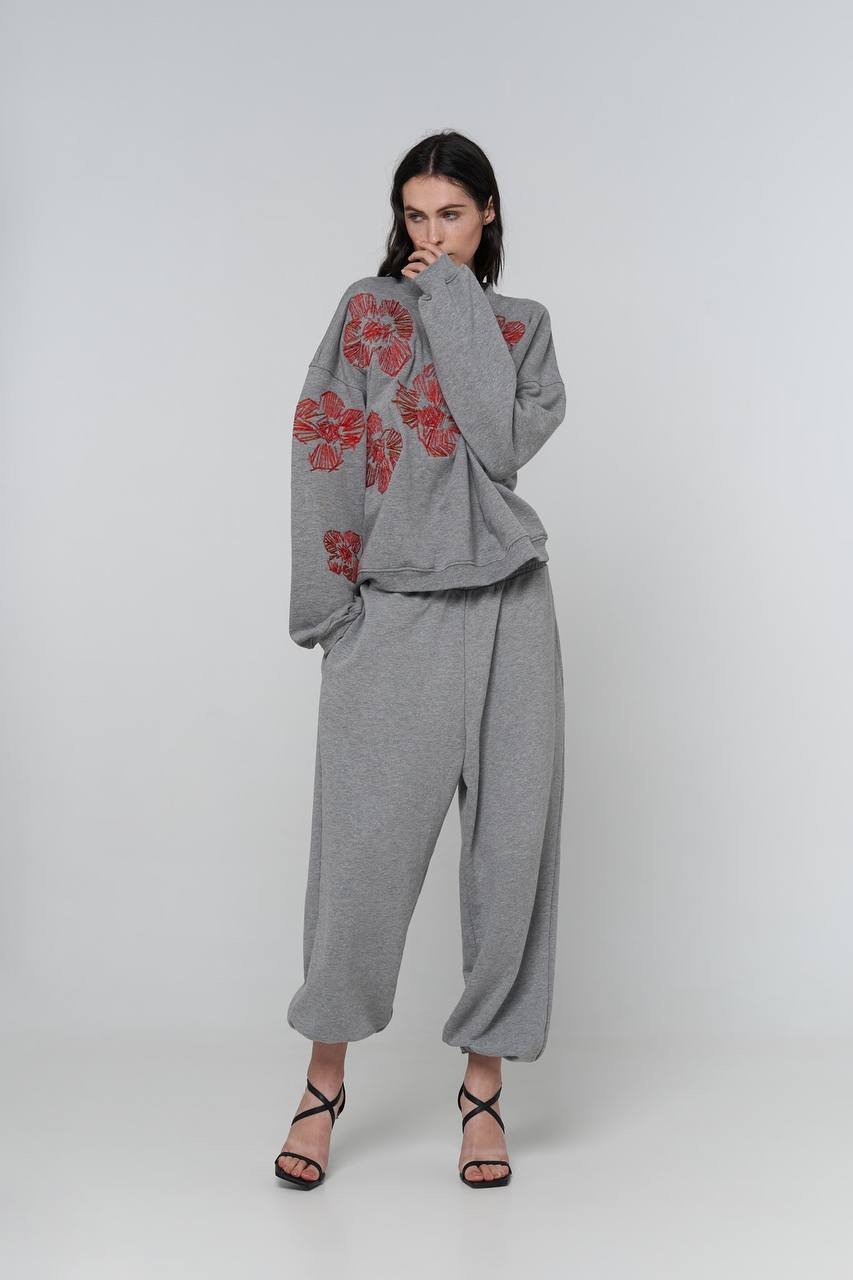 pants "groove" in grey melange color