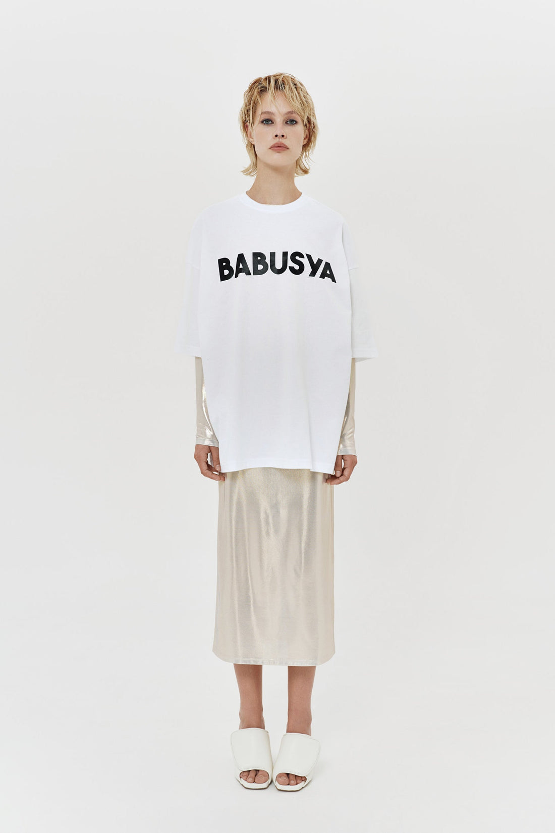 t-shirt "babusya" in white color