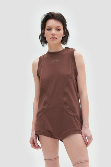 layered bodysuit in brown color