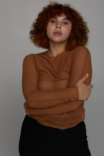 longsleeve mesh in brown color