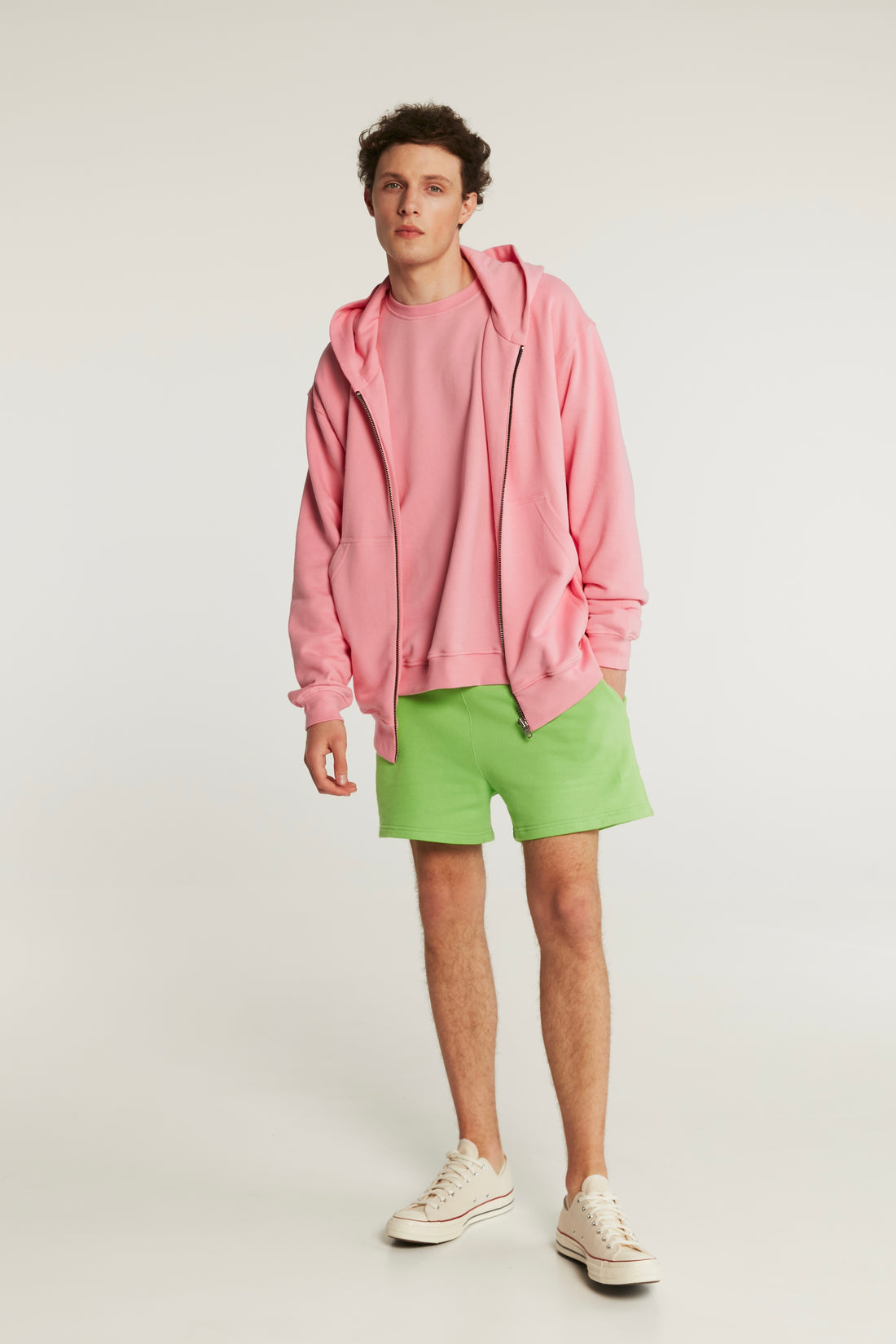 zip-up hoodie in bubble color