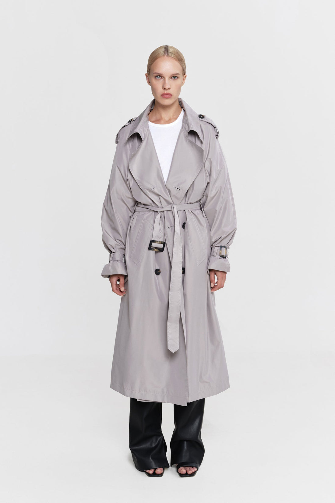 80s trench coat in grey color