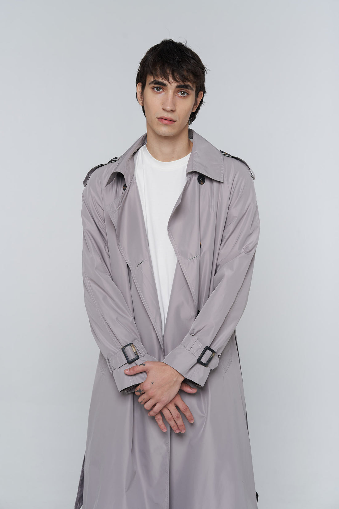 80s trench coat in grey color