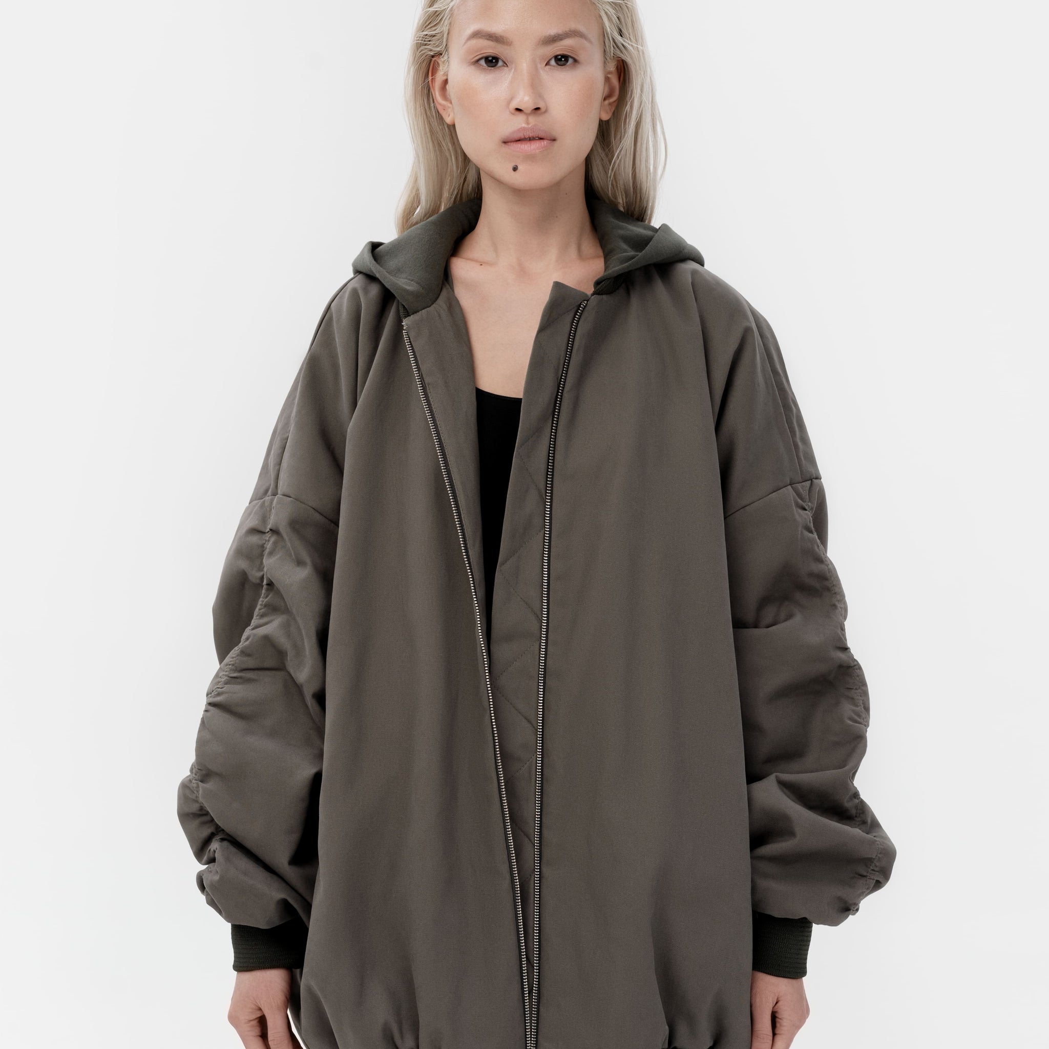 oversize bomber in forest color