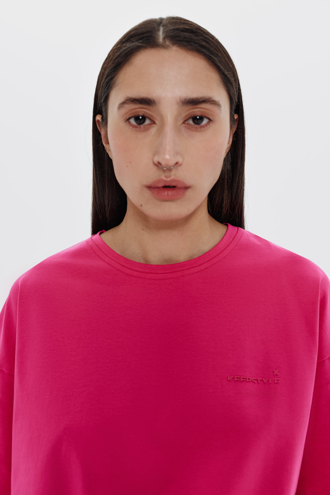 "logo" t-shirt in fuchsia color