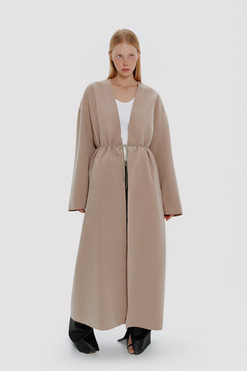 plain coat in beige color