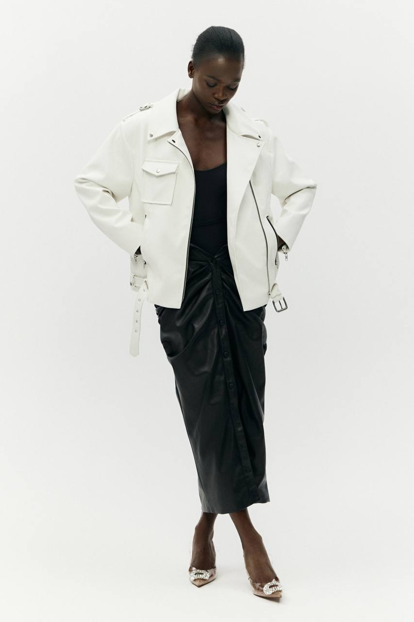 biker jacket in milk color