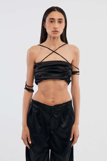 satin top in black color