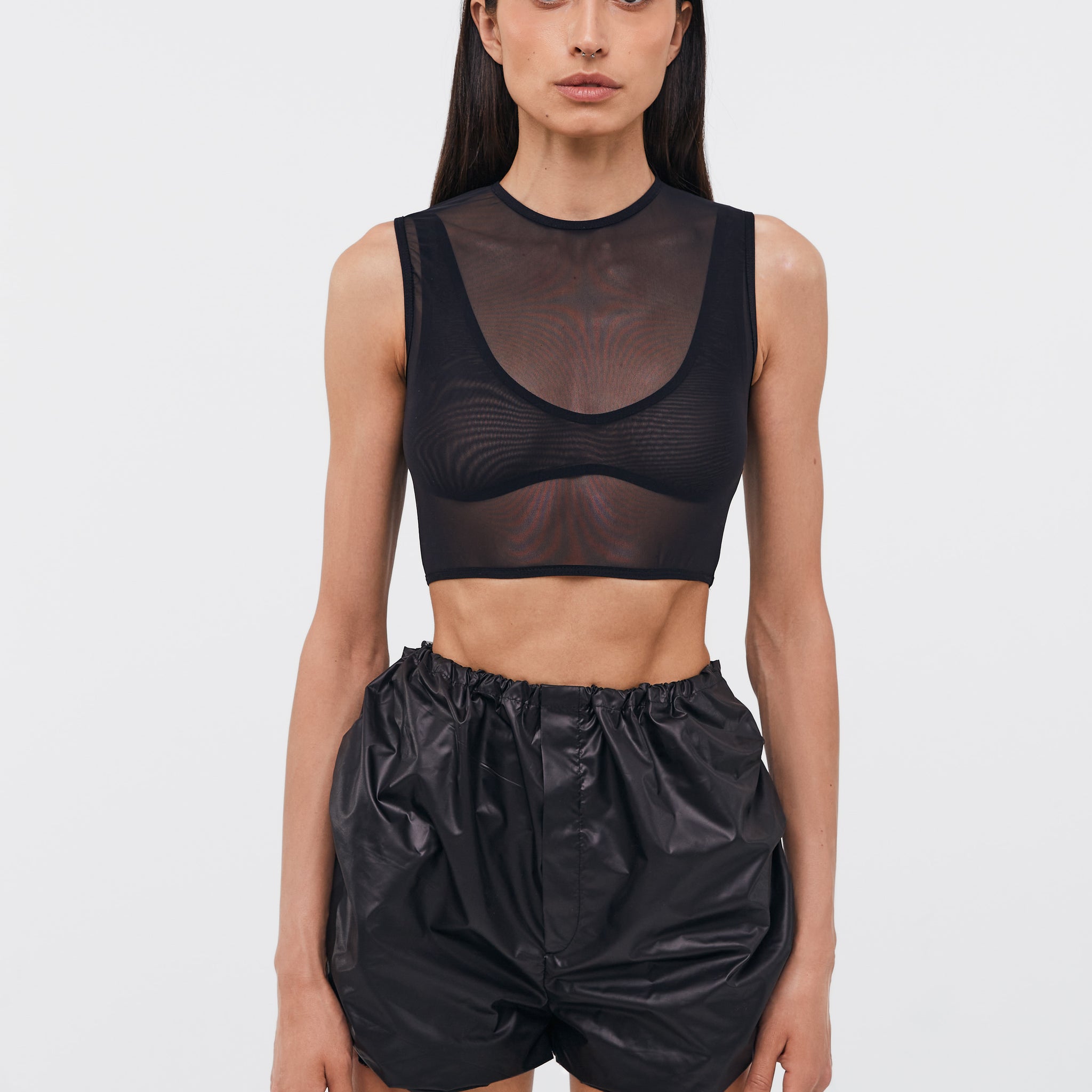 double mesh top in black color