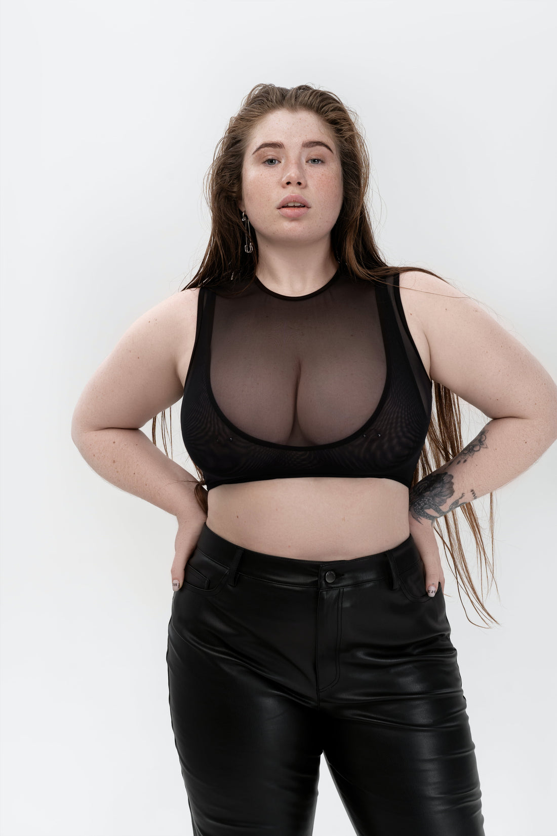 double mesh top in black color