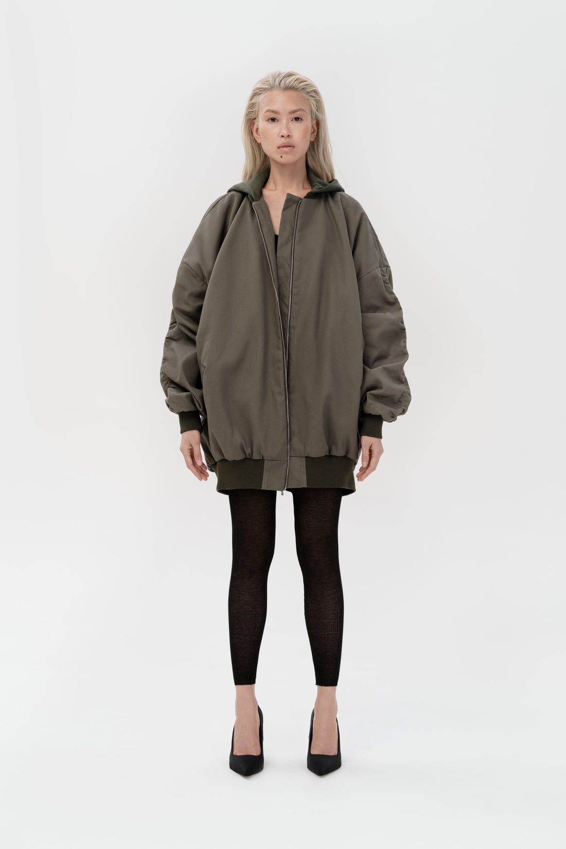 oversize bomber in forest color