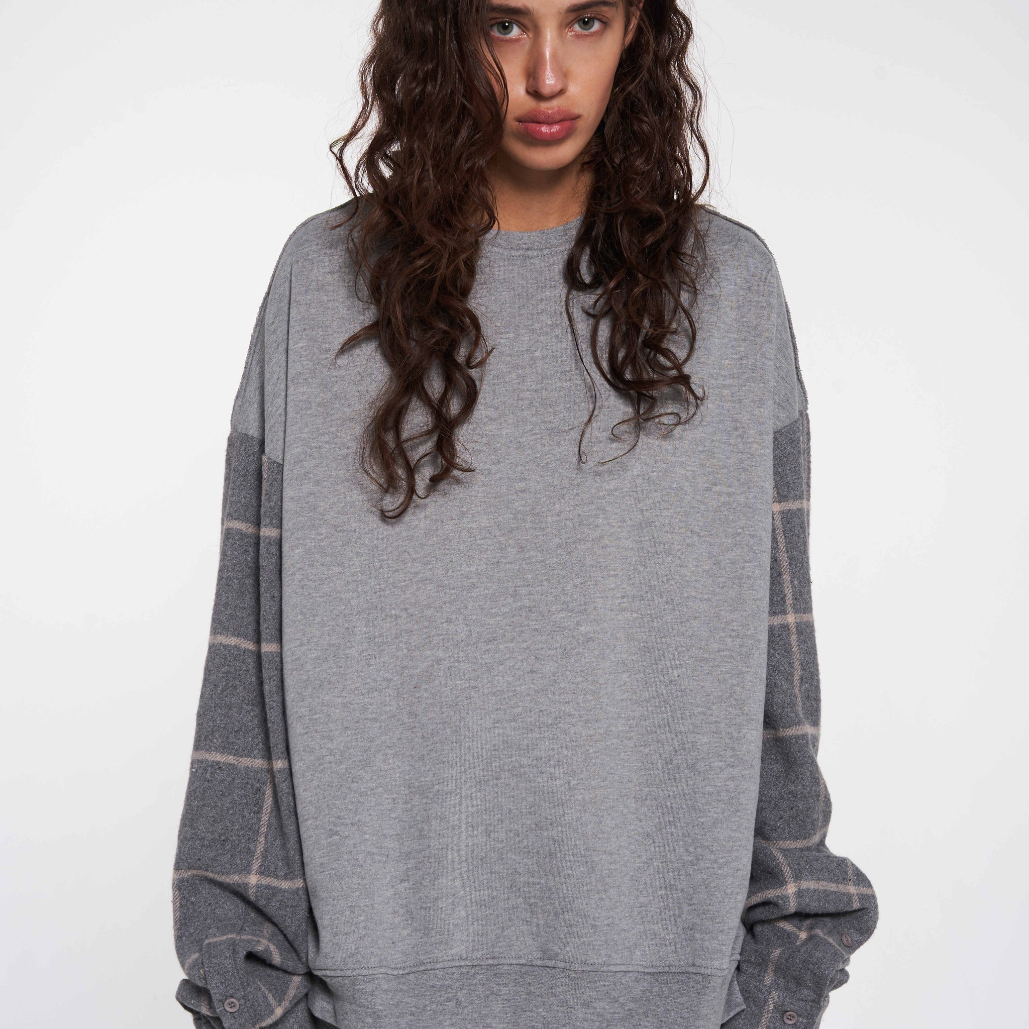 sweatshirt a la shirt in grey melange color