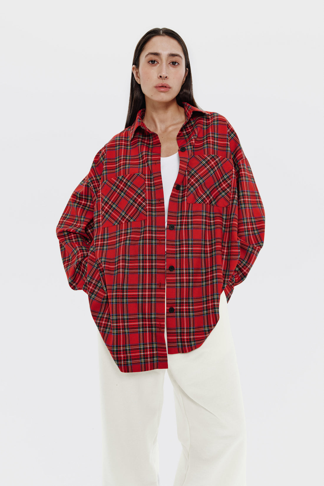 plaid shirt in red color