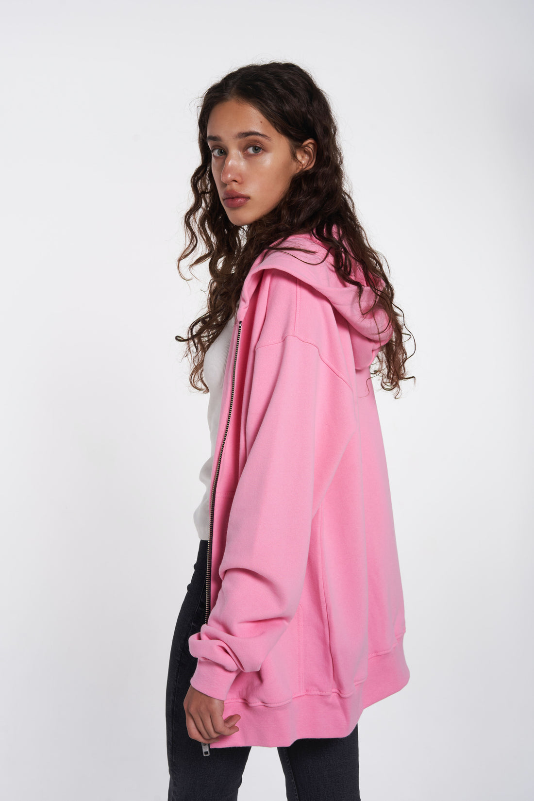 zip-up hoodie in bubble color