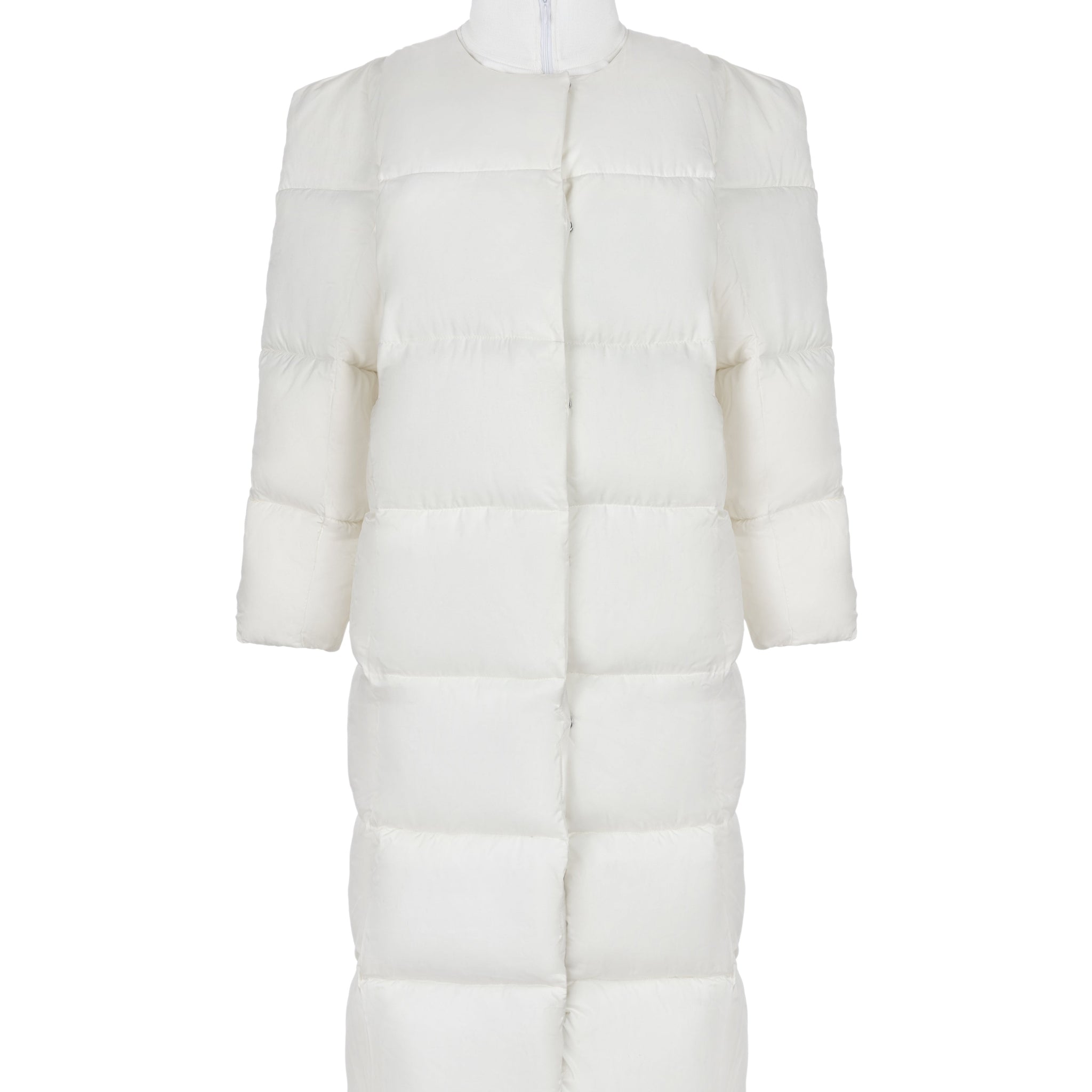 long puffer jacket in milk color