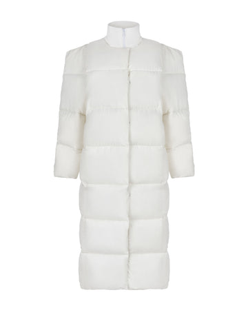 long puffer jacket in milk color