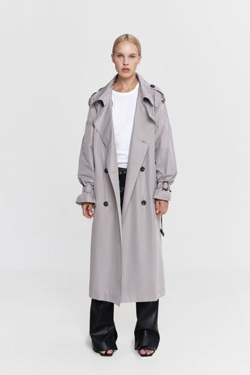 80s trench coat in grey color