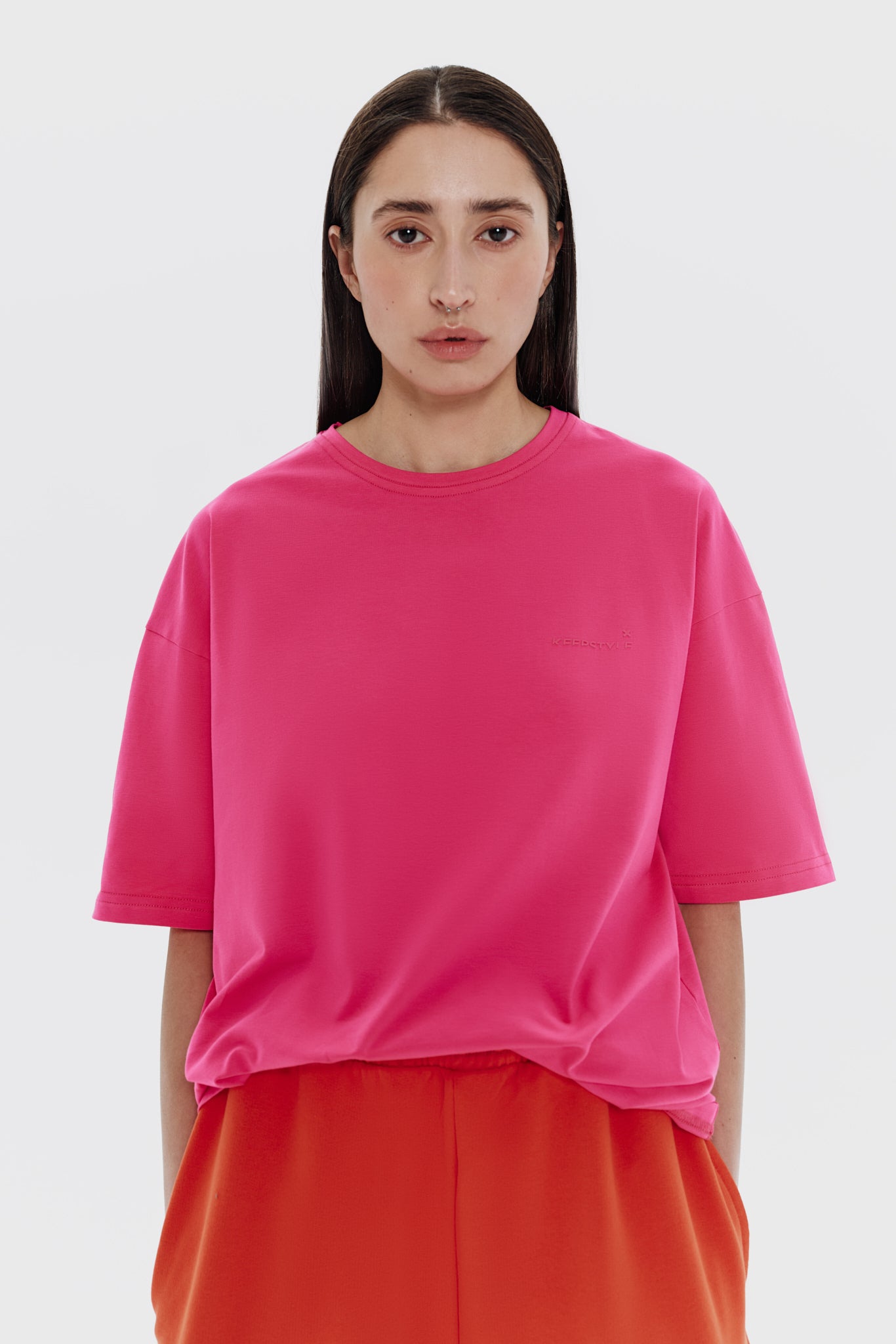 "logo" t-shirt in fuchsia color