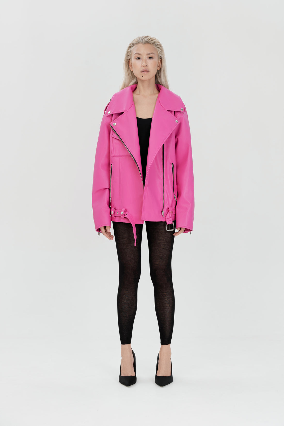 biker jacket in pink color