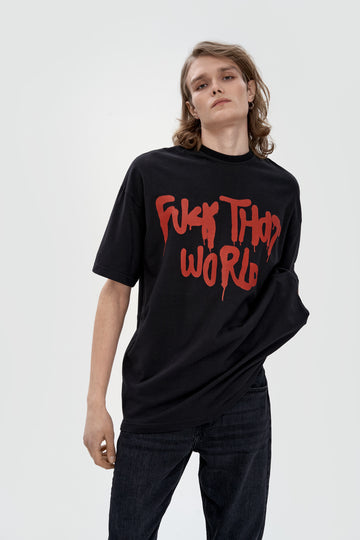 t-shirt "fuck that world" in black color