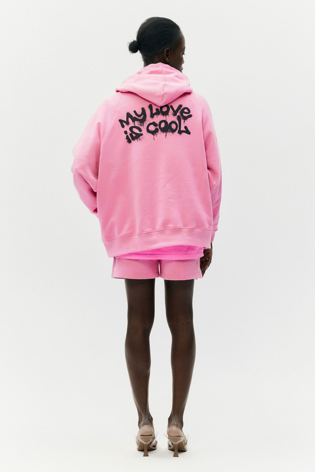 hoodie "my love is cool" in bubble color