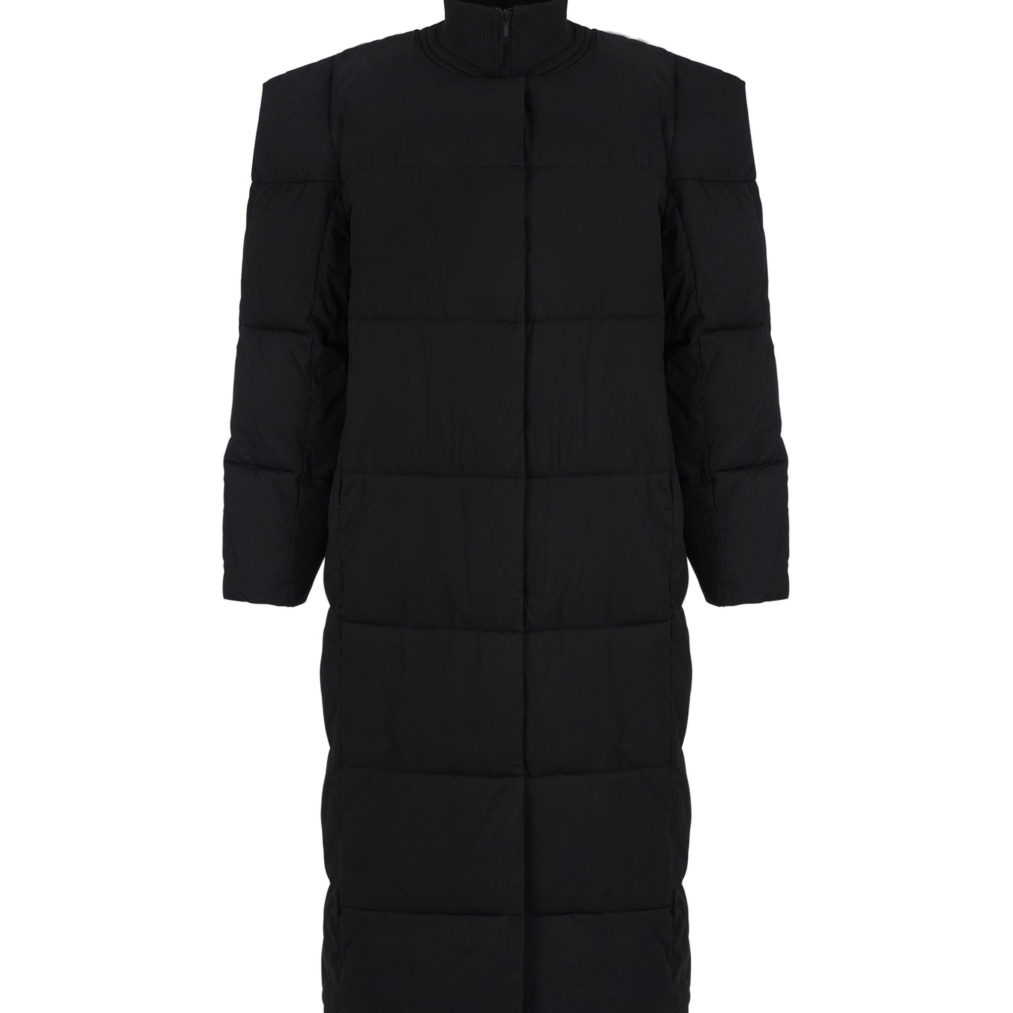 long puffer jacket in black color