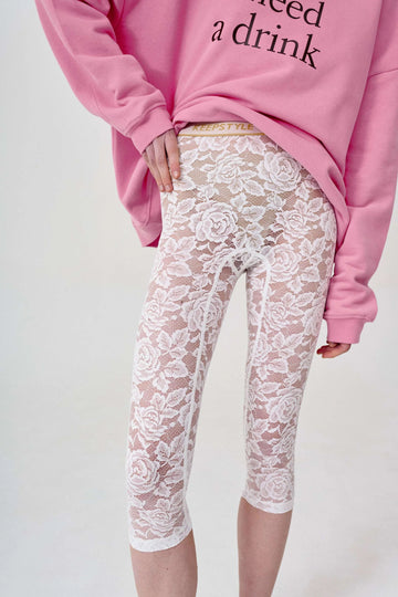leggings lace in white color