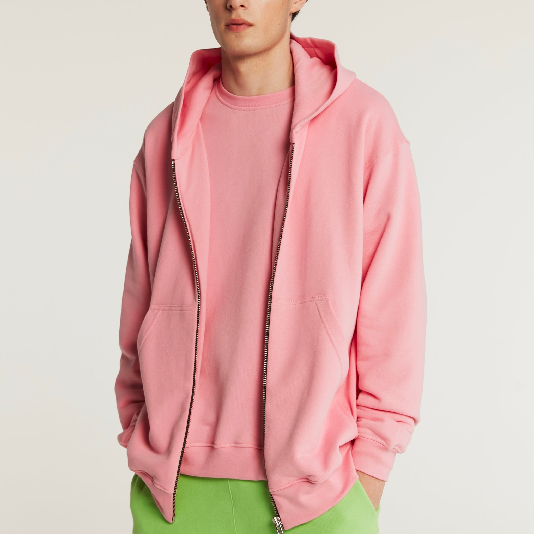 zip-up hoodie in bubble color