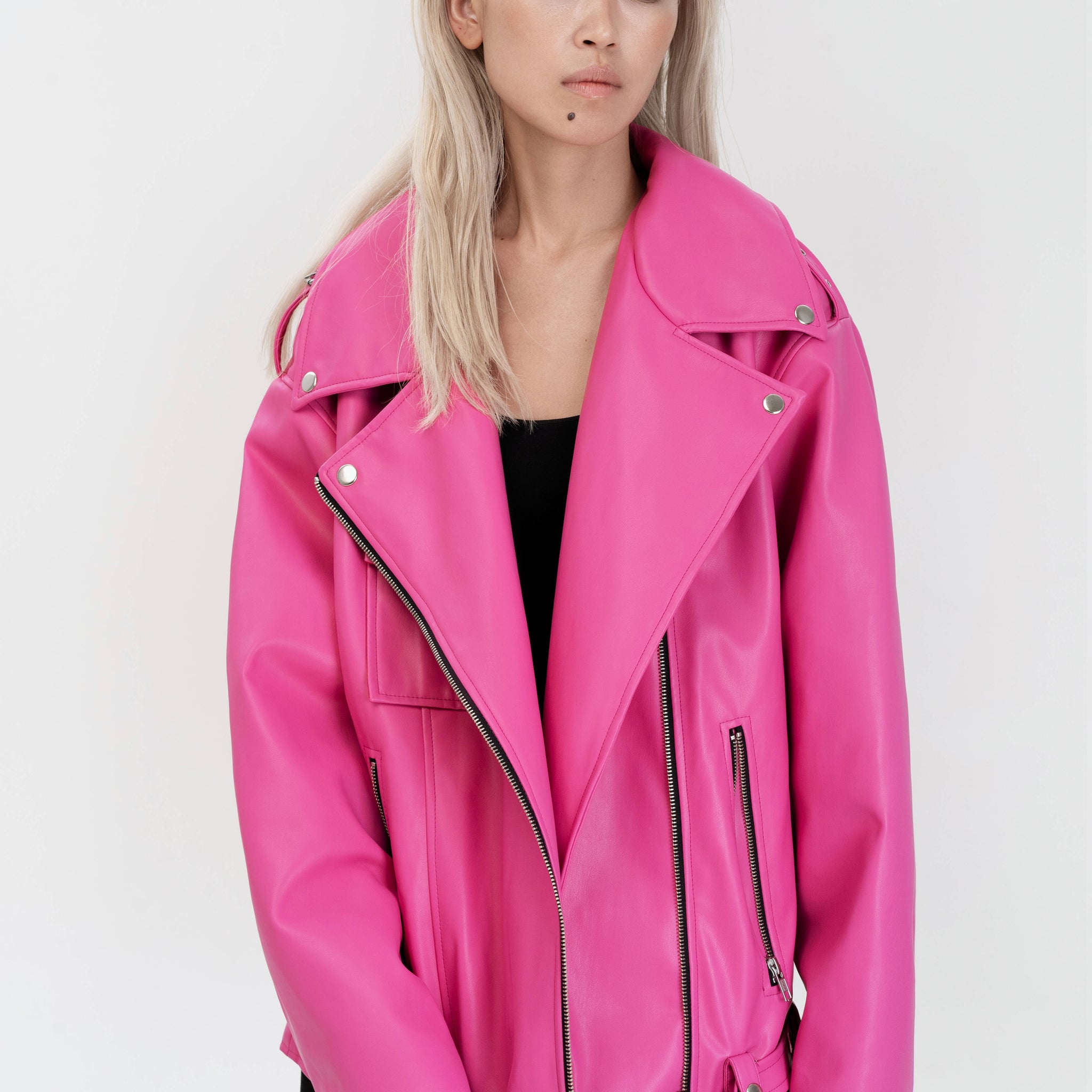 biker jacket in pink color