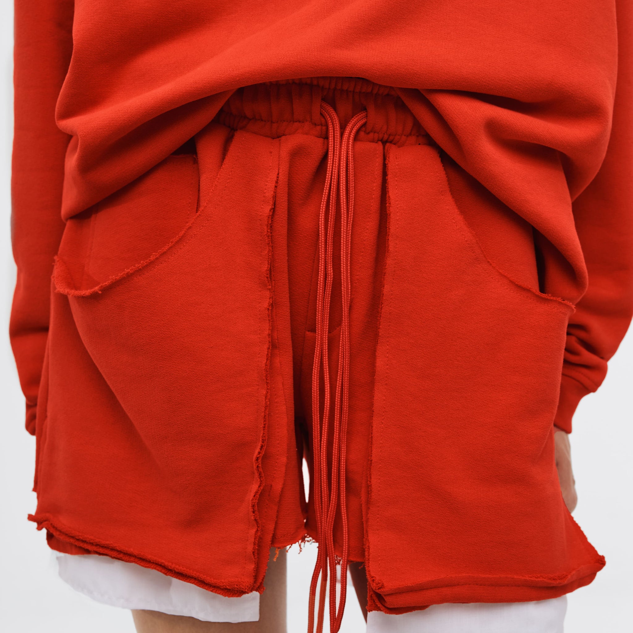 destroyed shorts in red color