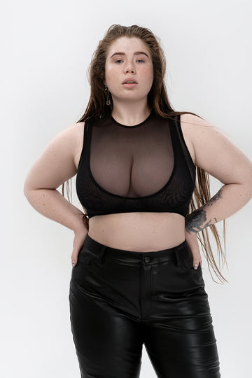 double "mesh" top in black color