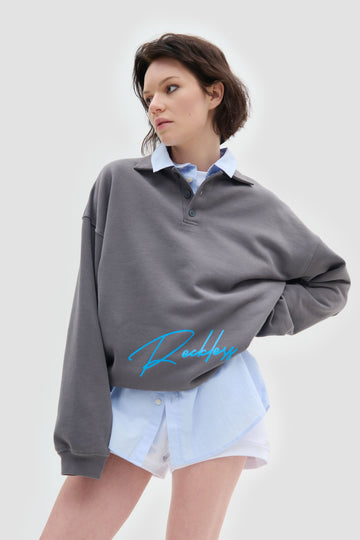 polo sweatshirt "rockless" in grey color