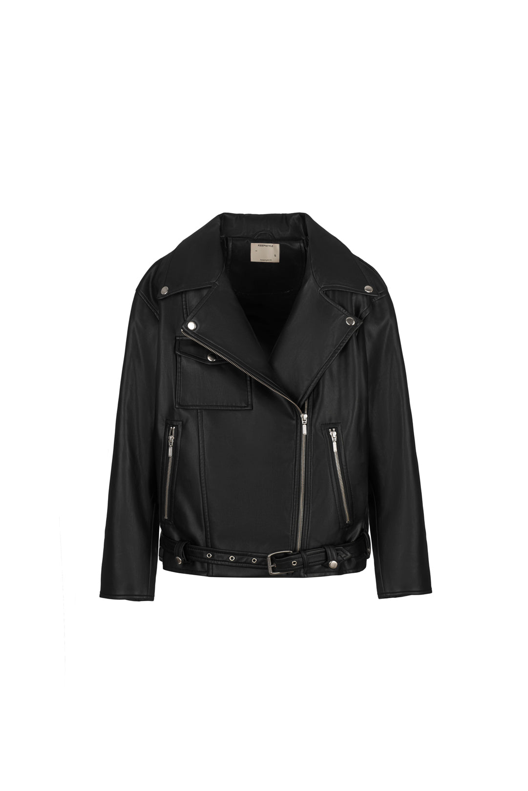 biker jacket in black color