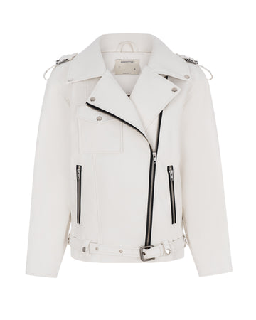 biker jacket in milk color