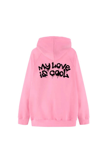 hoodie "my love is cool" in bubble color