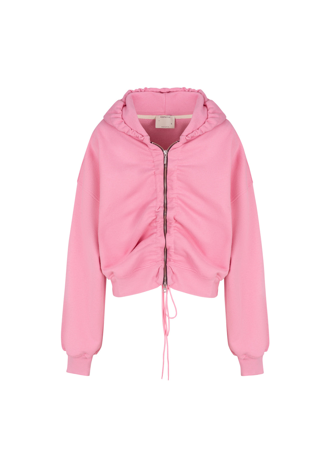 zip-up crop hoodie in bubble color