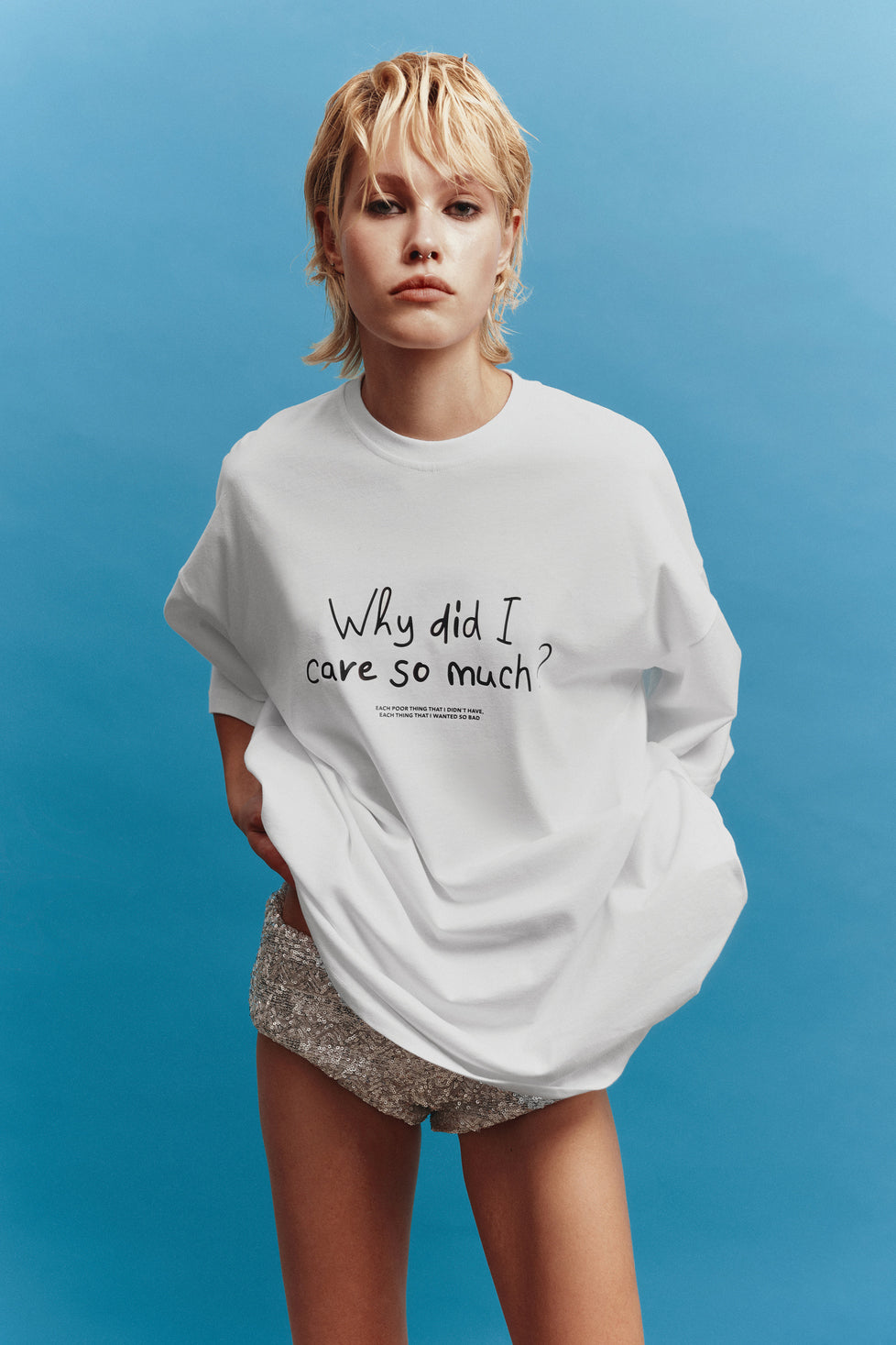 t-shirt "care so much" in white color