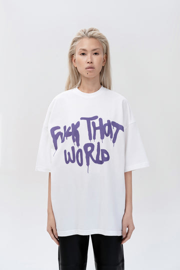 t-shirt "fuck that world" in white color