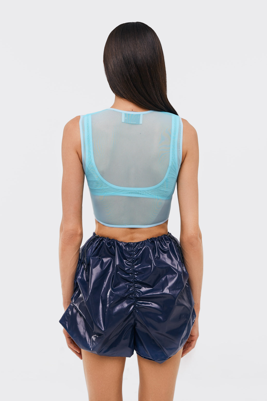 double mesh top in blue color