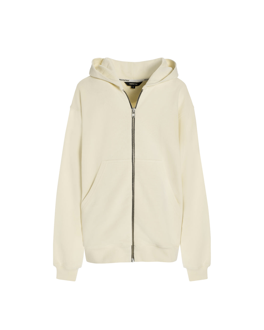 zip-up hoodie in vanilla color