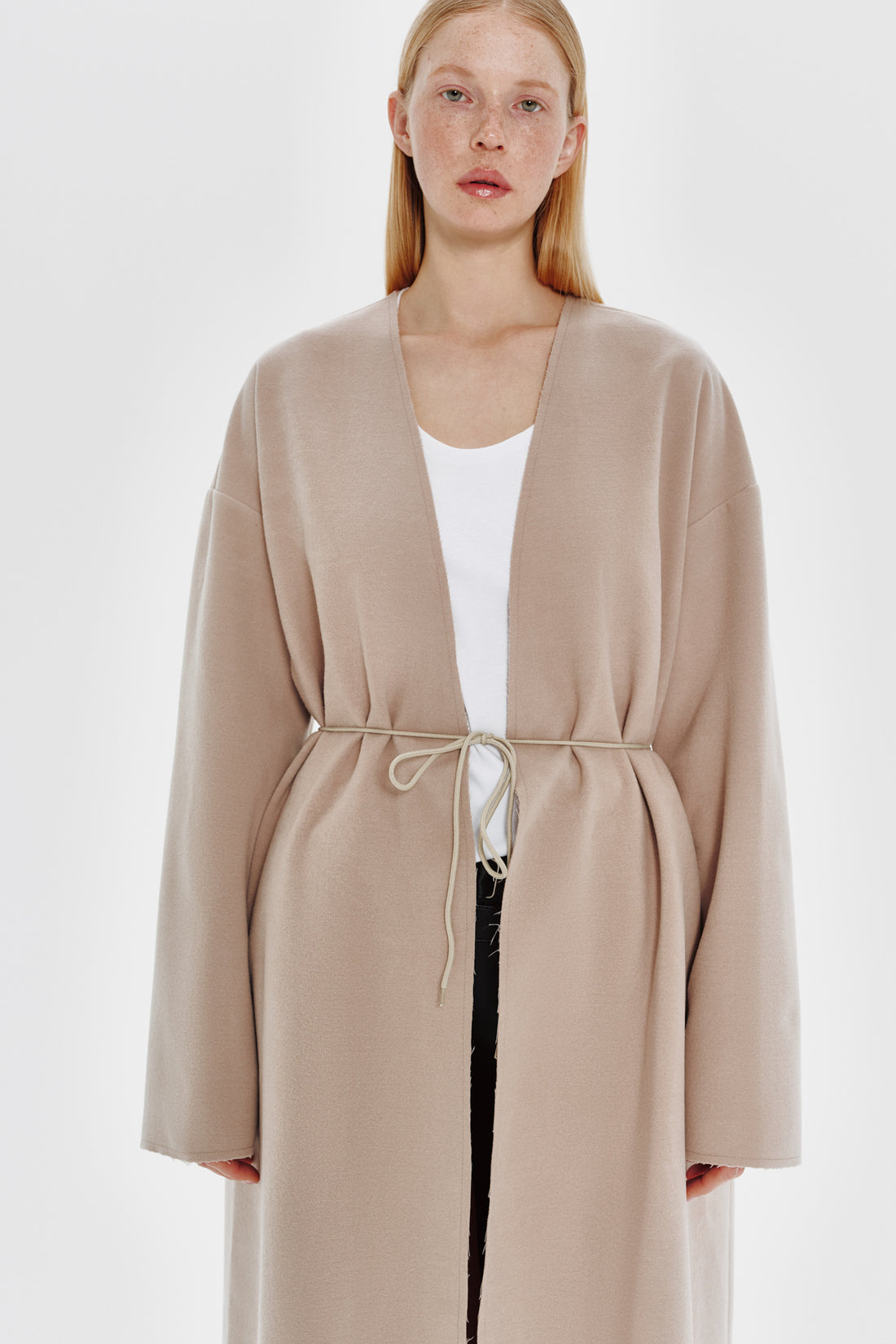 plain coat in beige color