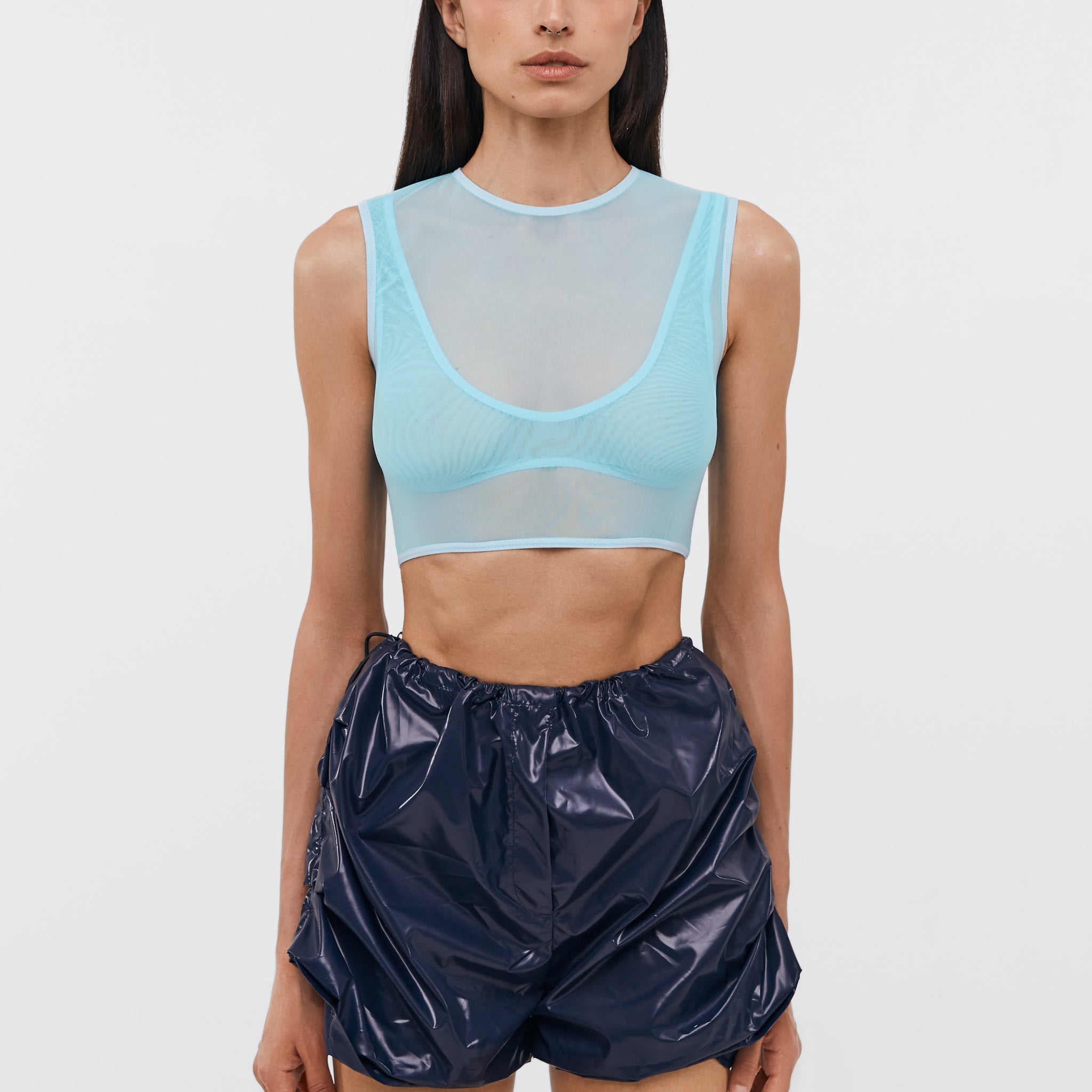 double mesh top in blue color