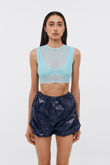 double mesh top in blue color