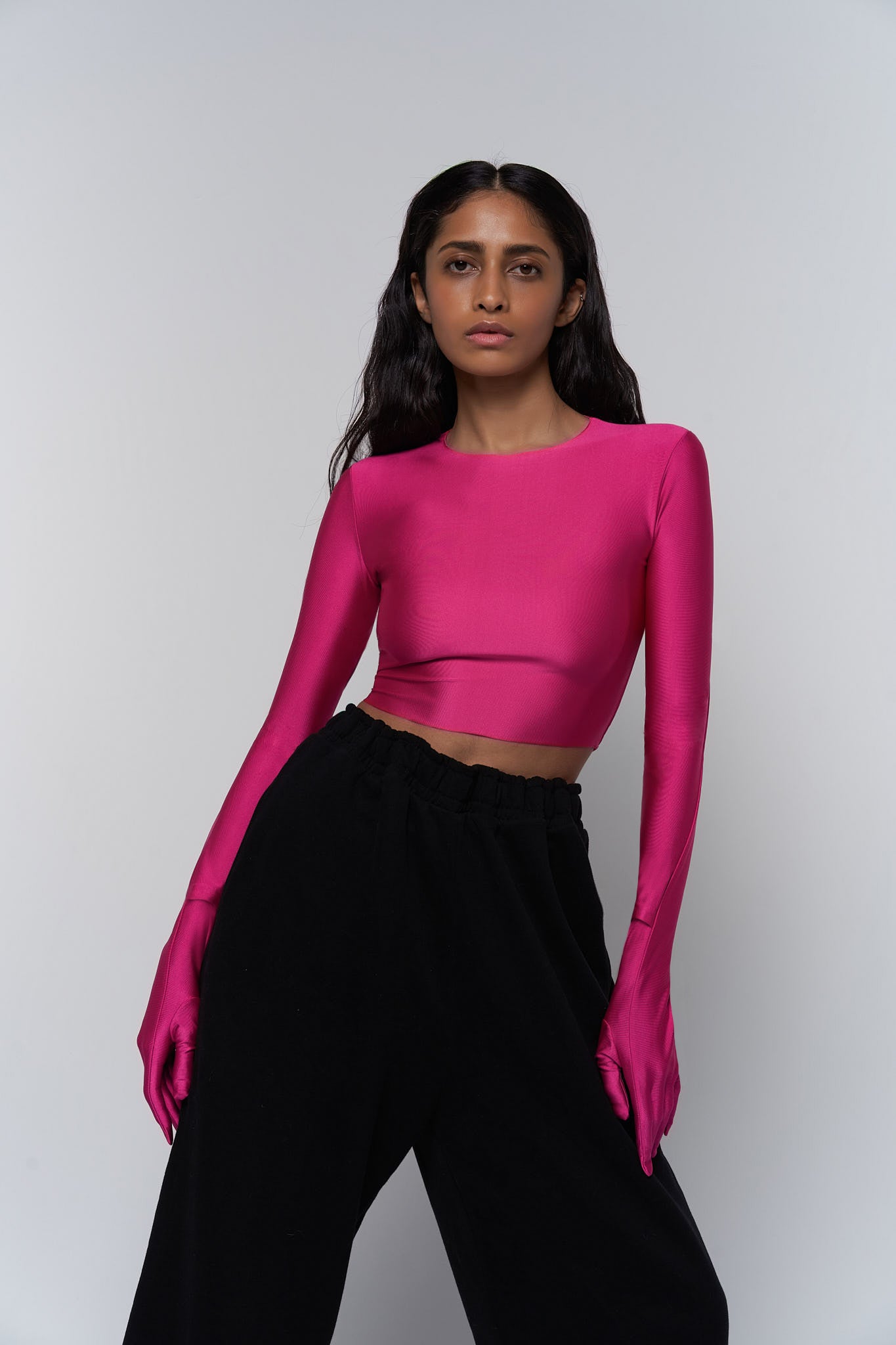 "lilith" top in fuchsia color