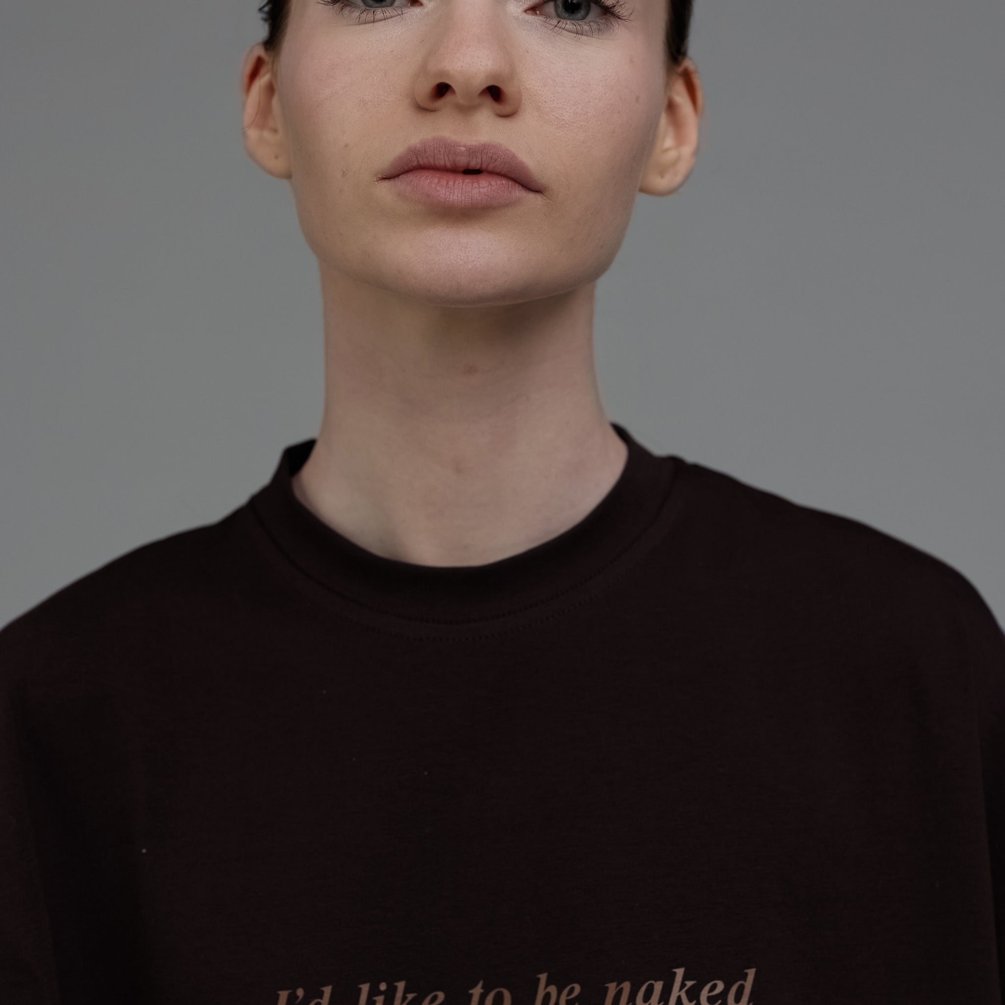 t-shirt "naked" in brown color