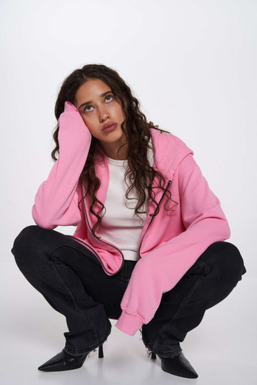 zip-up hoodie in bubble color