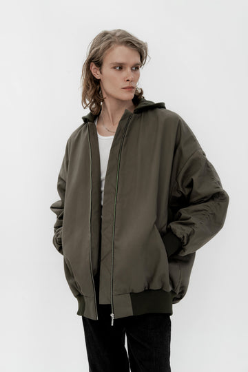 oversize bomber in forest color