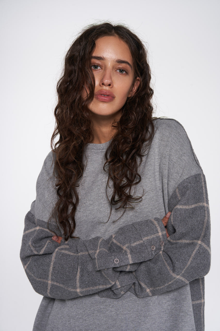 sweatshirt a la shirt in grey melange color