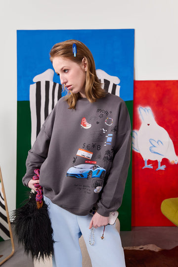 sweatshirt "life" in grey color